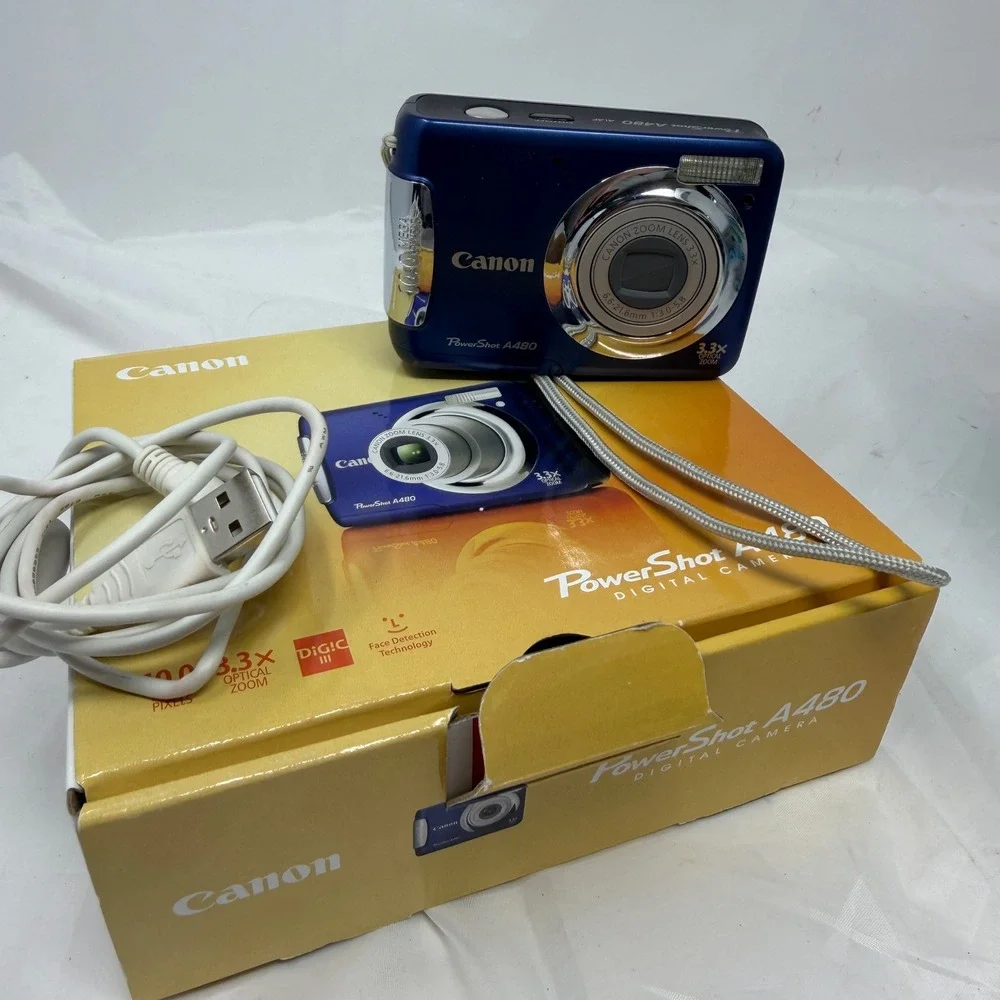 Canon PowerShot A480 10.0MP Digital Camera Blue 3.3x Optical Zoom PC1351 Boxed